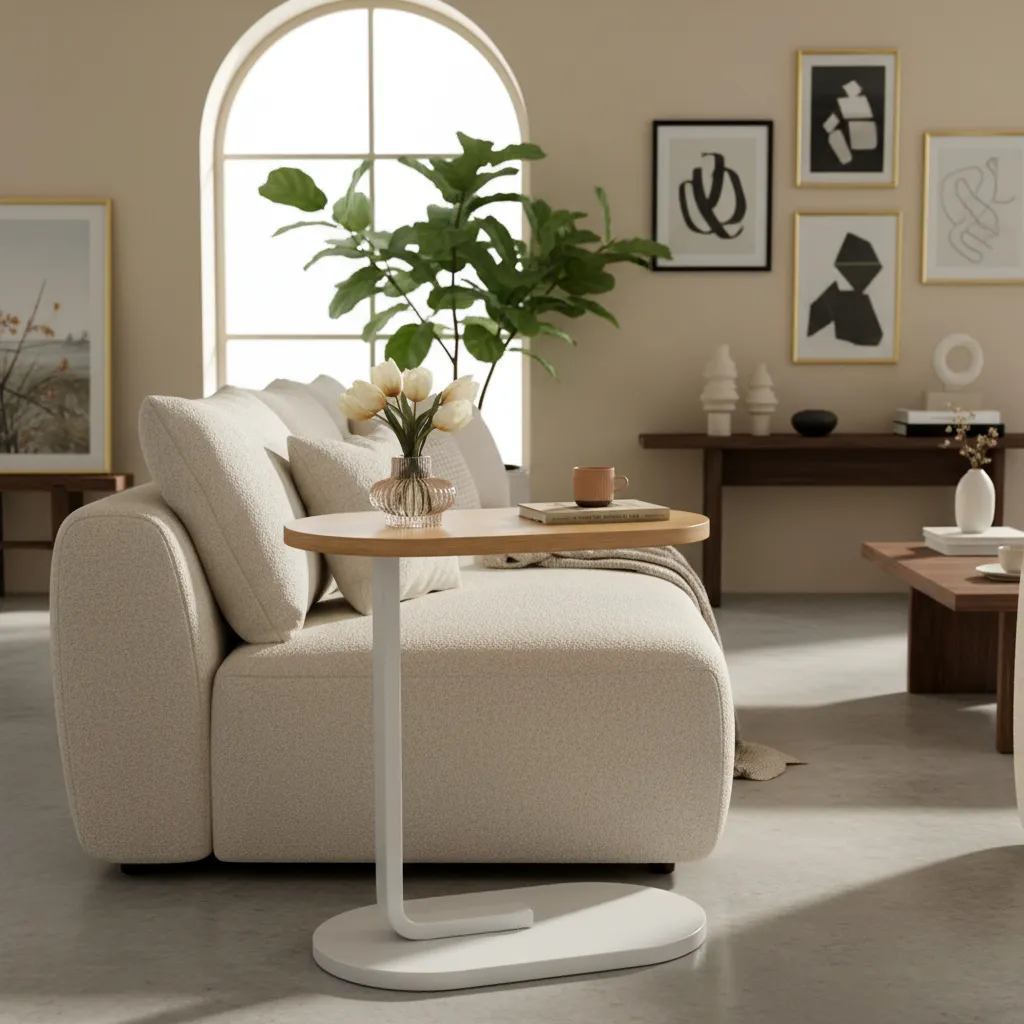 Mesa De Apoio De Canto Lateral Notebook Café Para Sofá Cama